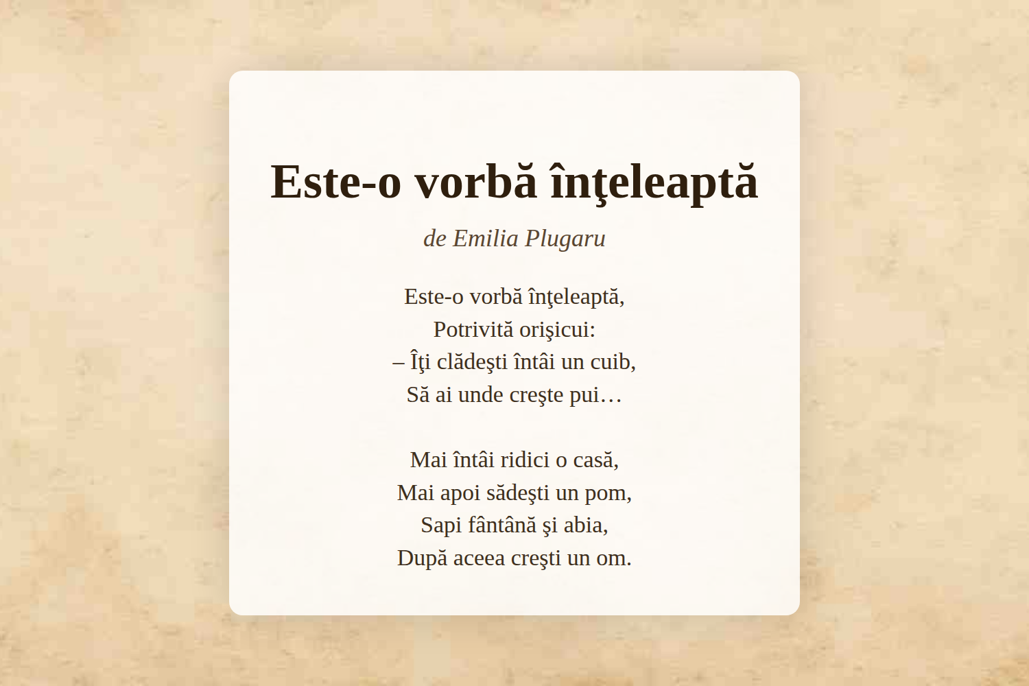 Este-o vorbă înţeleaptă