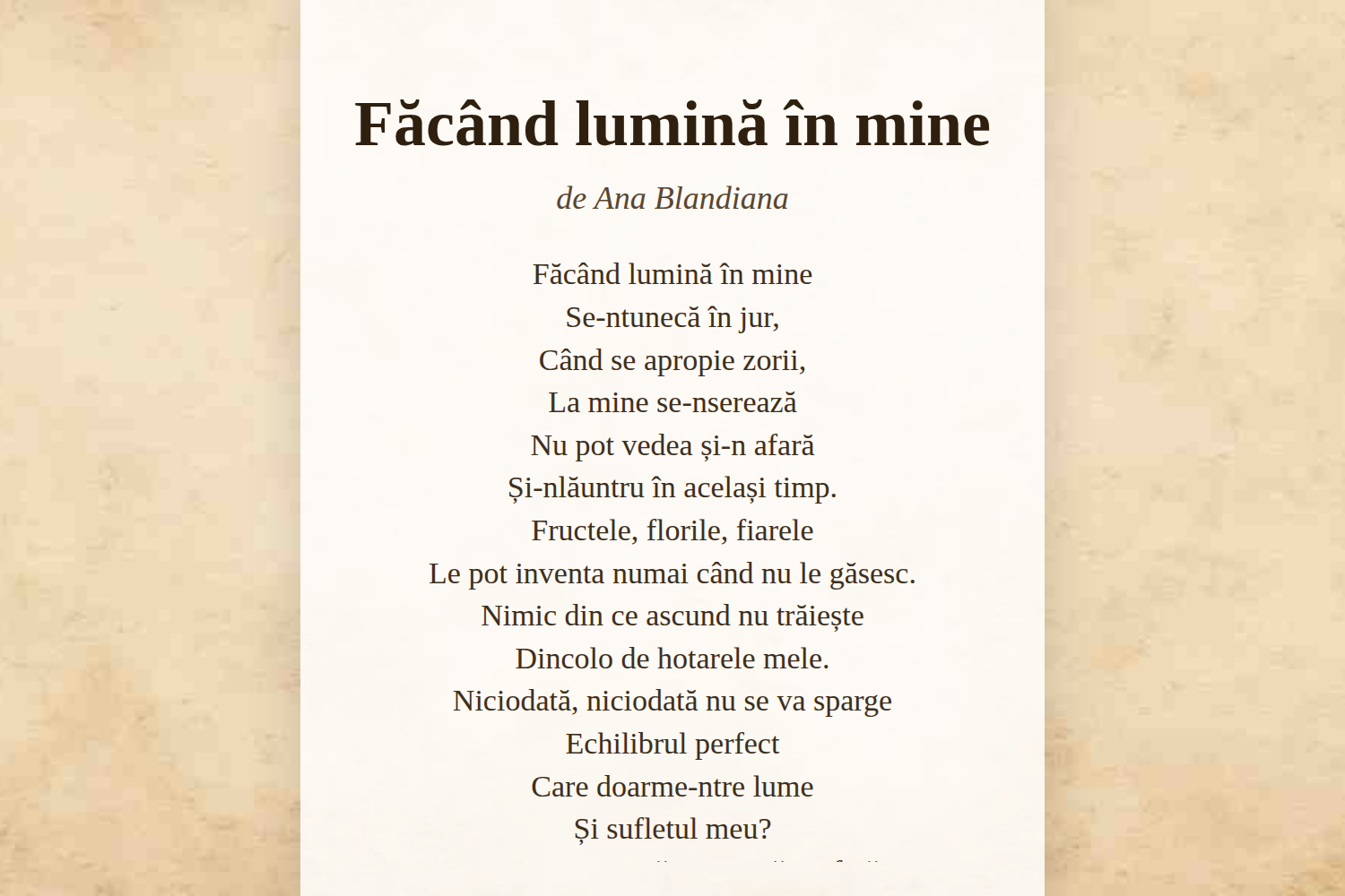 Făcând lumină în mine