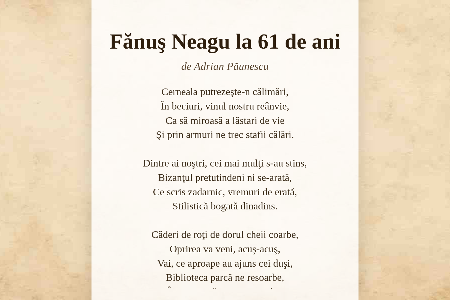 Fănuş Neagu la 61 de ani