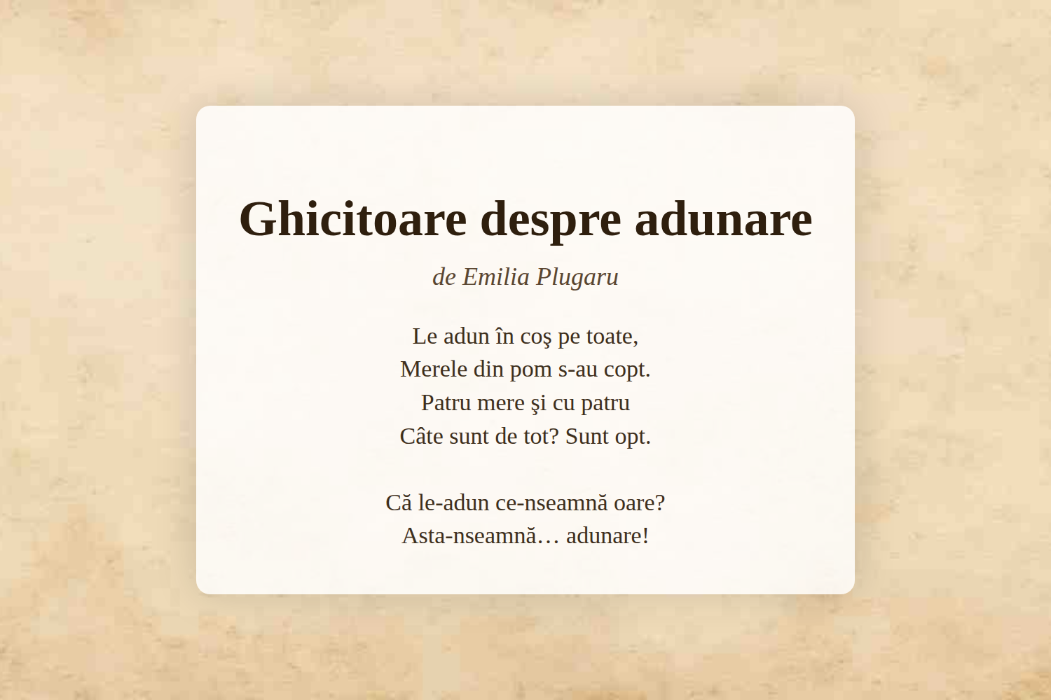 Ghicitoare despre adunare