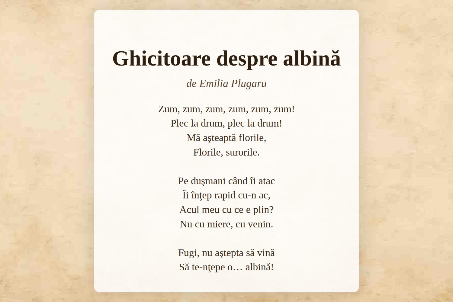 Ghicitoare despre albină