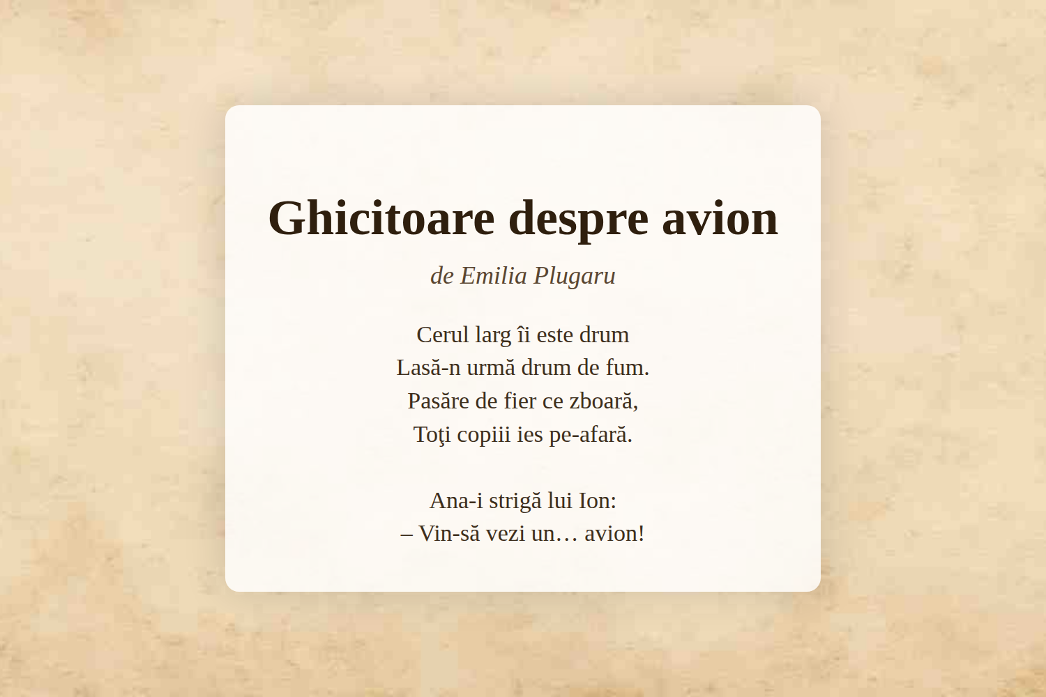 Ghicitoare despre avion