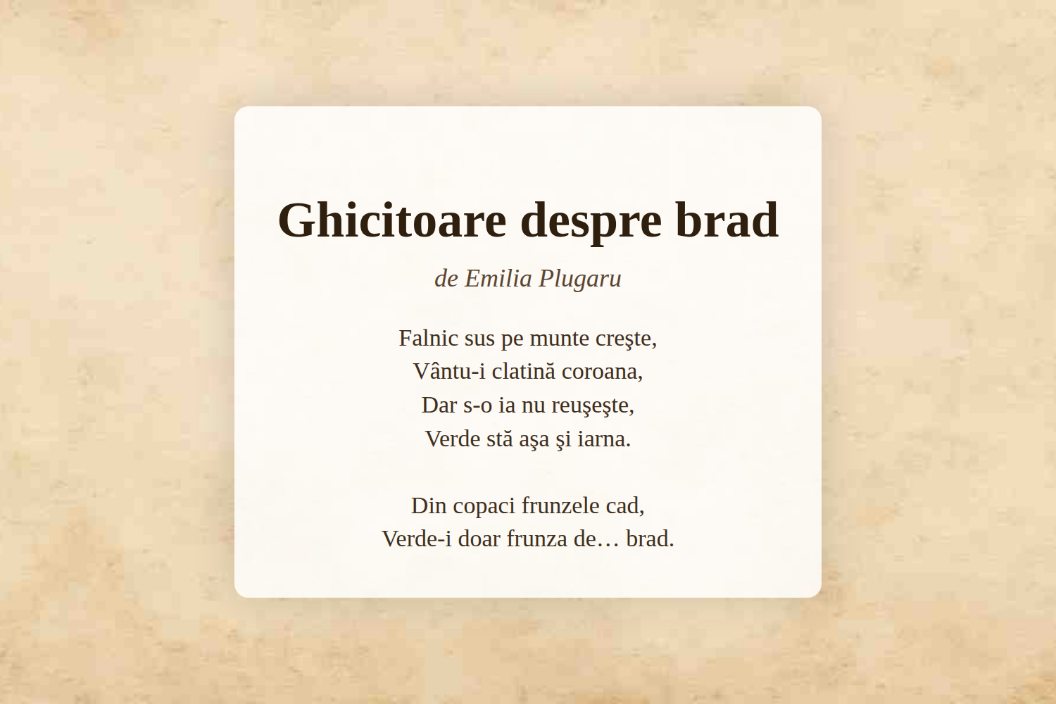 Ghicitoare despre brad