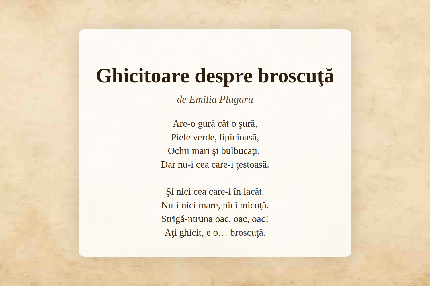 Ghicitoare despre broscuţă