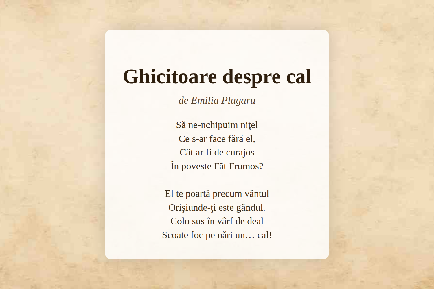 Ghicitoare despre cal