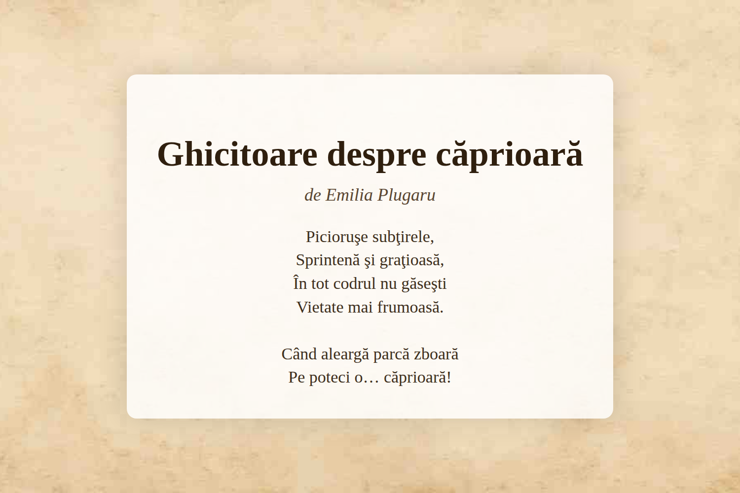 Ghicitoare despre căprioară