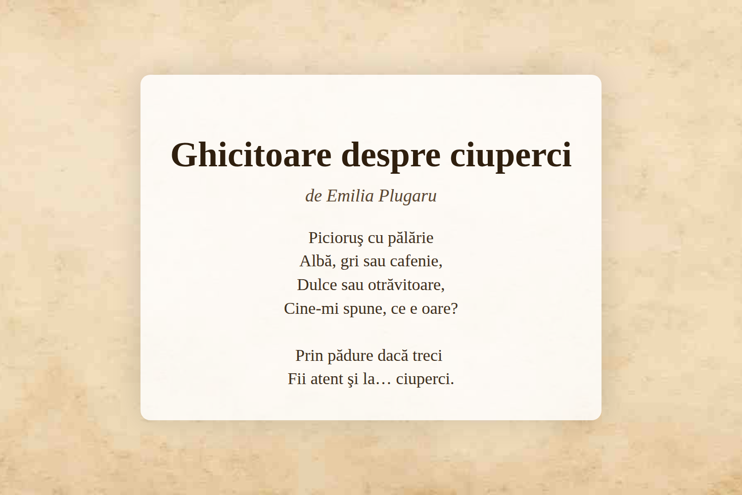 Ghicitoare despre ciuperci