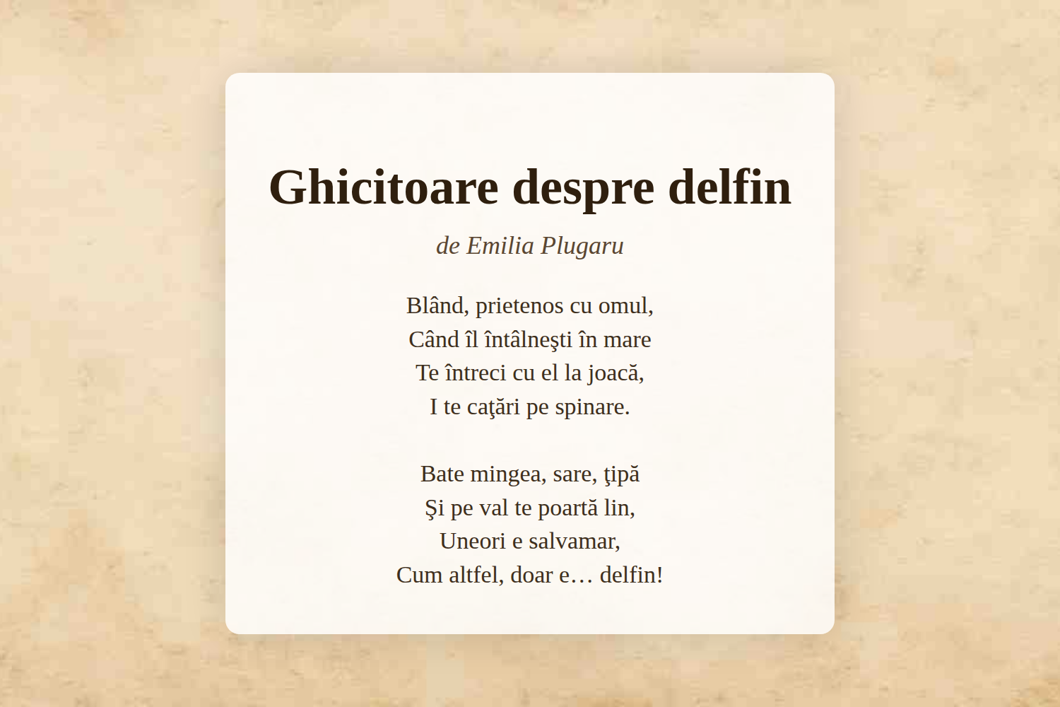 Ghicitoare despre delfin