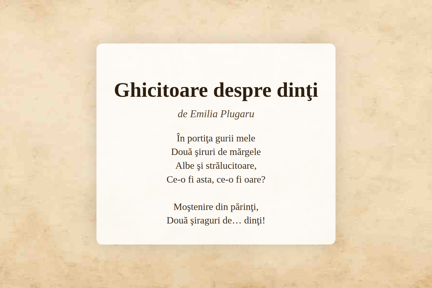 Ghicitoare despre dinţi