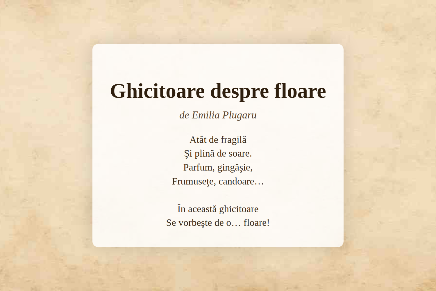 Ghicitoare despre floare