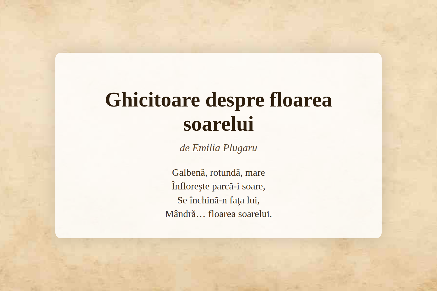 Ghicitoare despre floarea soarelui