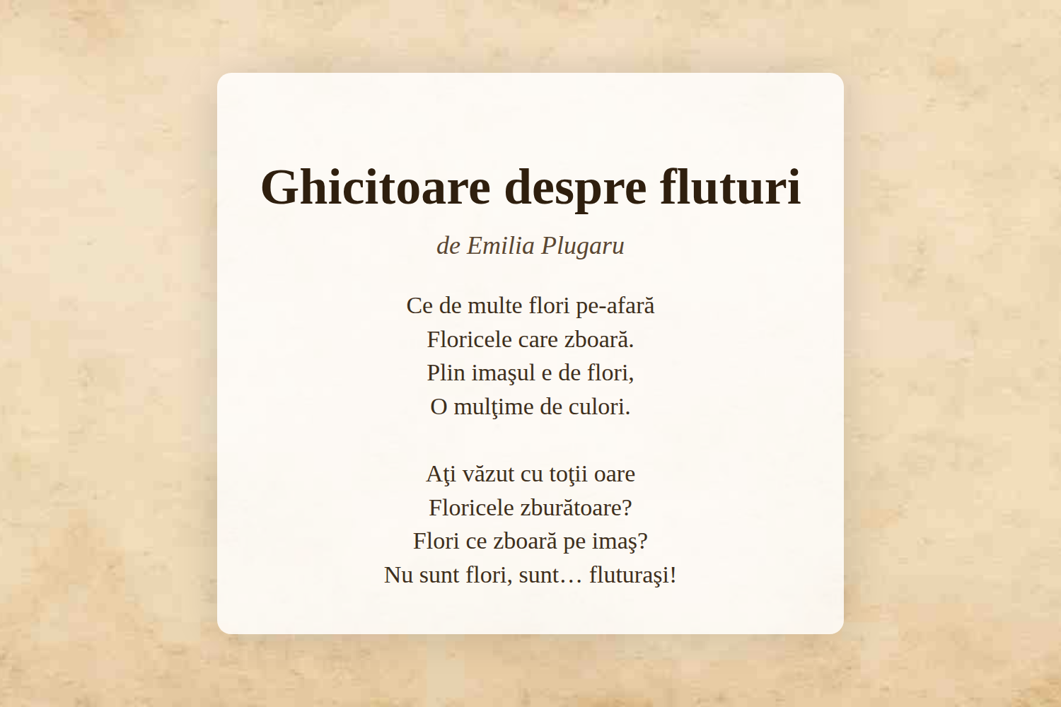 Ghicitoare despre fluturi
