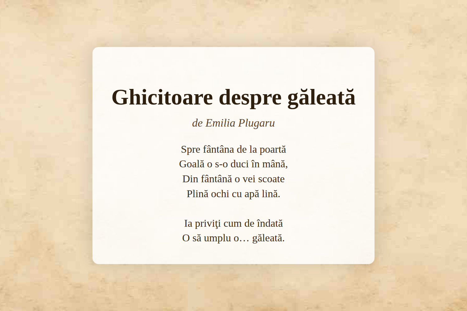 Ghicitoare despre găleată