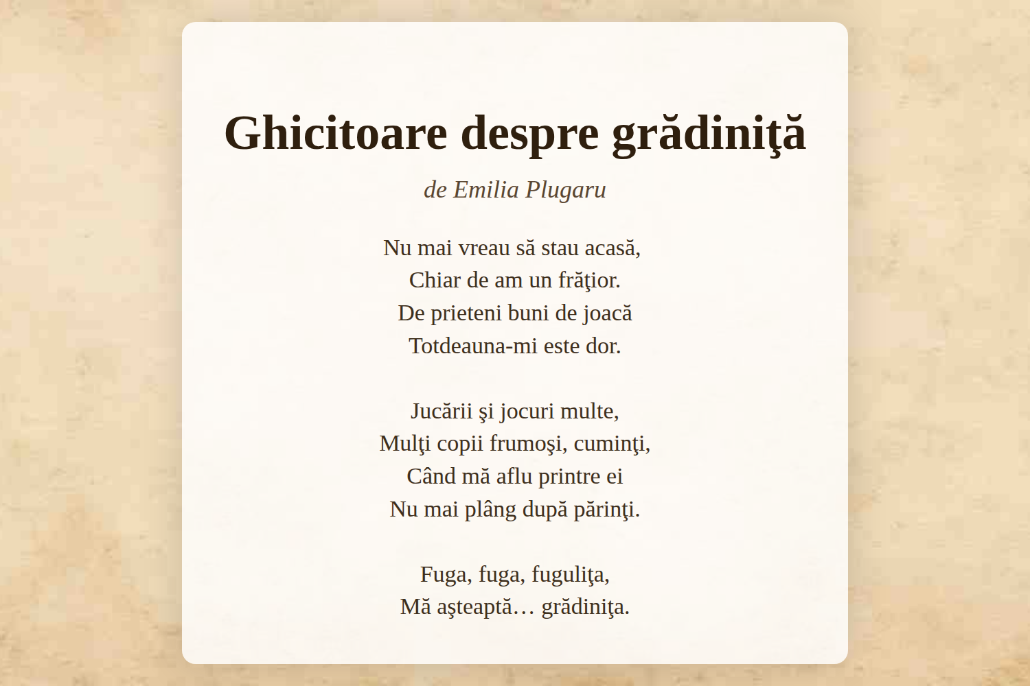 Ghicitoare despre grădiniţă