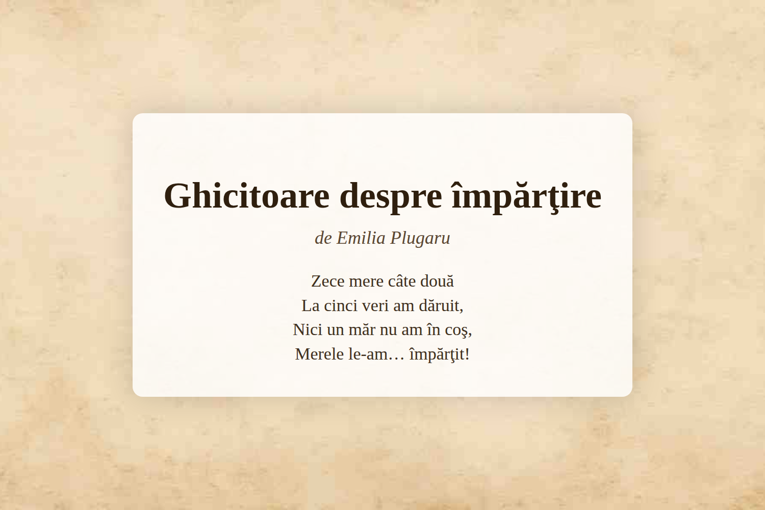 Ghicitoare despre împărţire