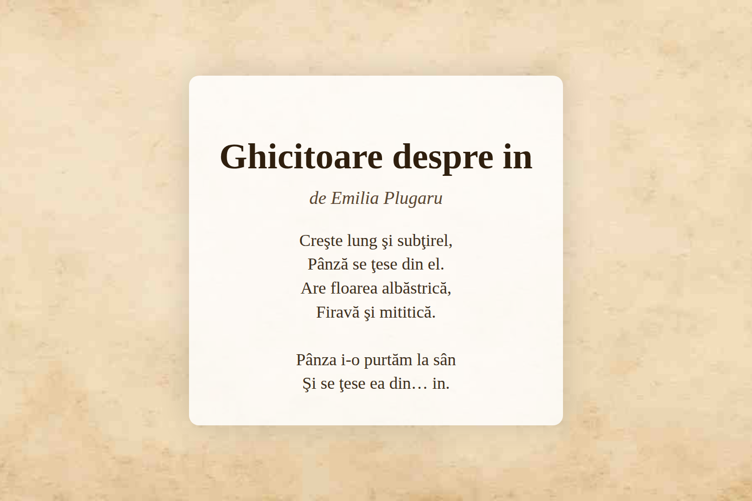Ghicitoare despre in