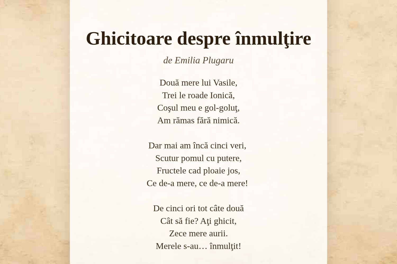 Ghicitoare despre înmulţire