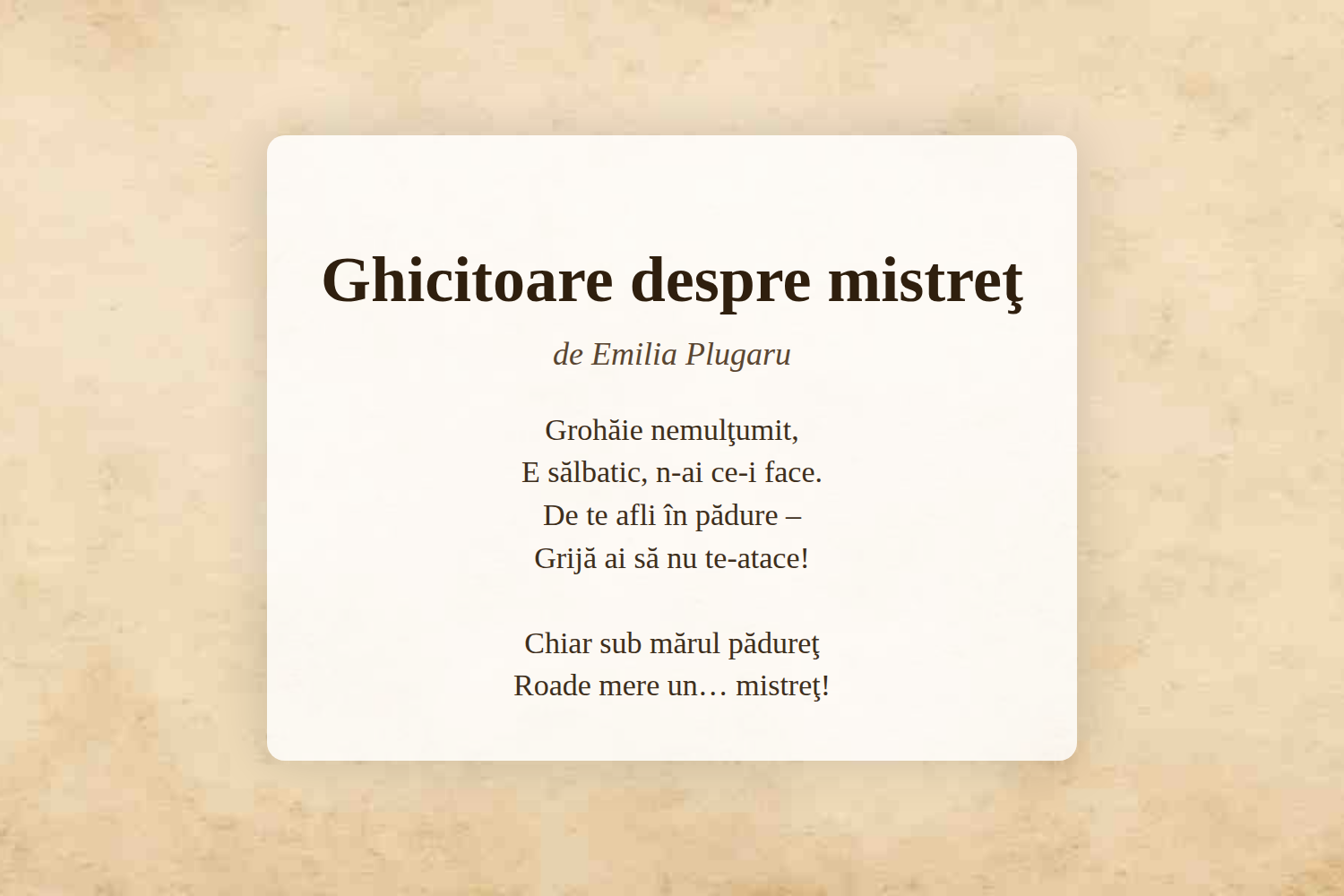 Ghicitoare despre mistreţ
