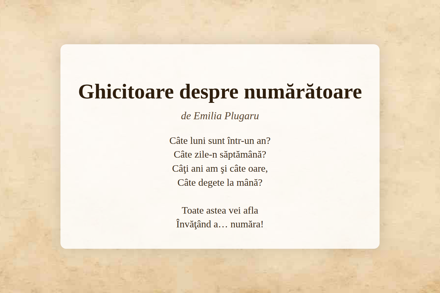 Ghicitoare despre numărătoare