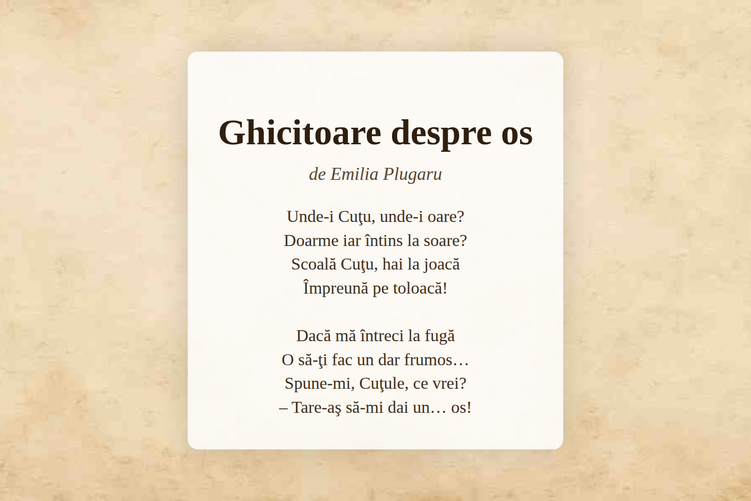 Ghicitoare despre os