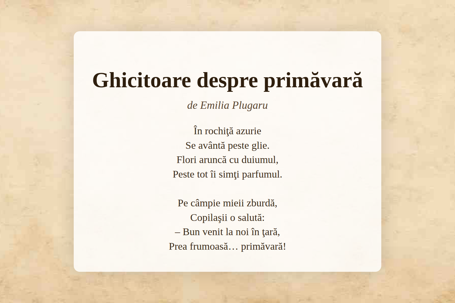 Ghicitoare despre primăvară