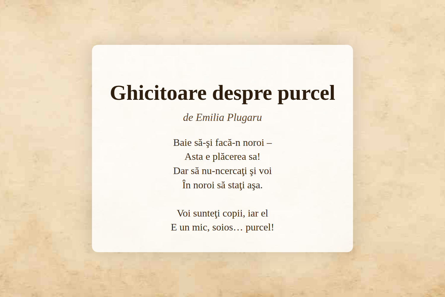 Ghicitoare despre purcel