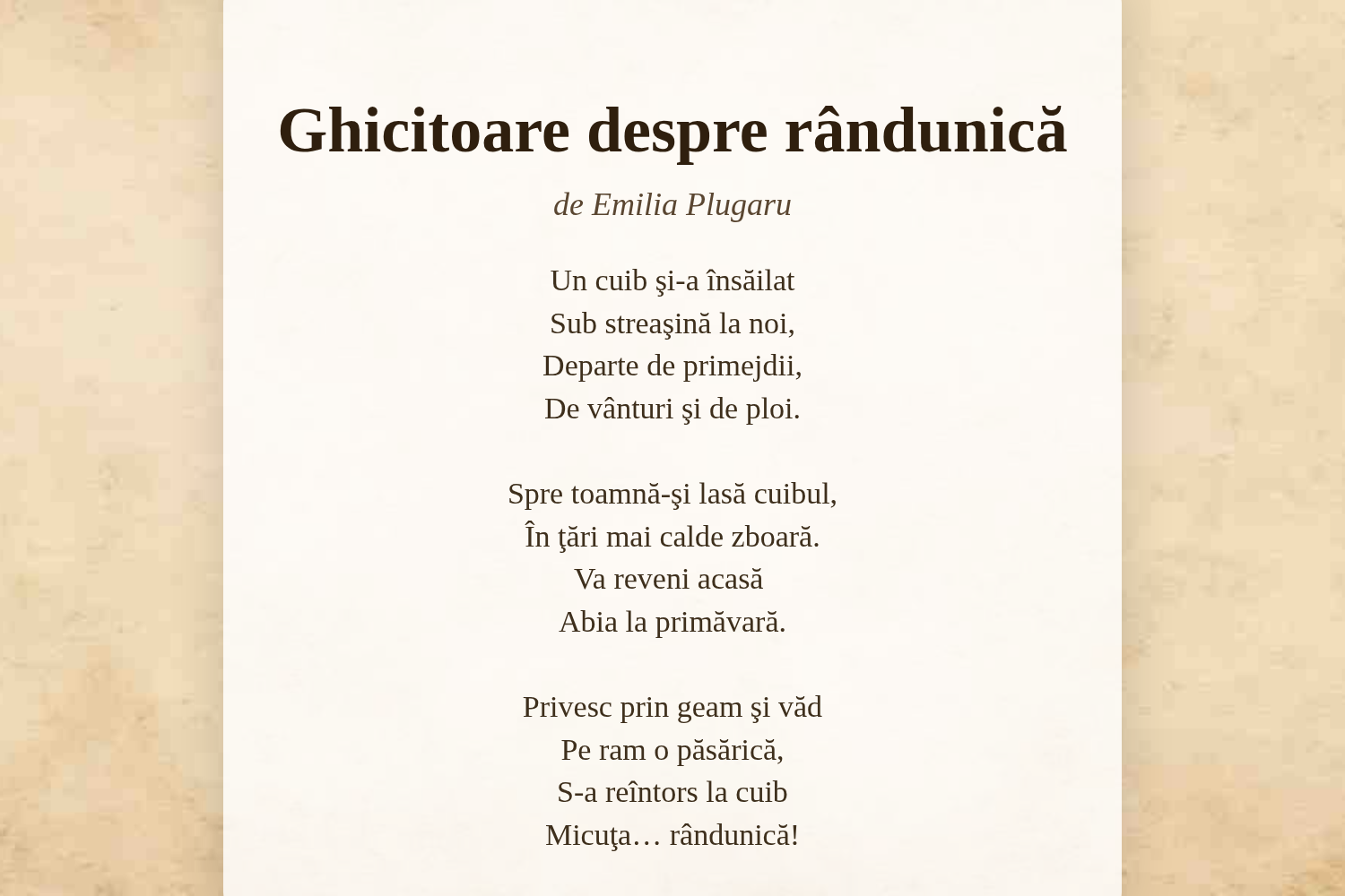 Ghicitoare despre rândunică