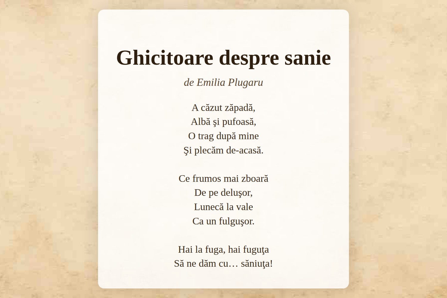 Ghicitoare despre sanie