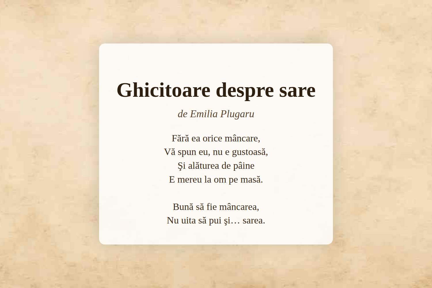 Ghicitoare despre sare