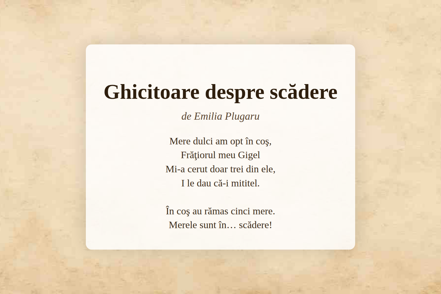 Ghicitoare despre scădere