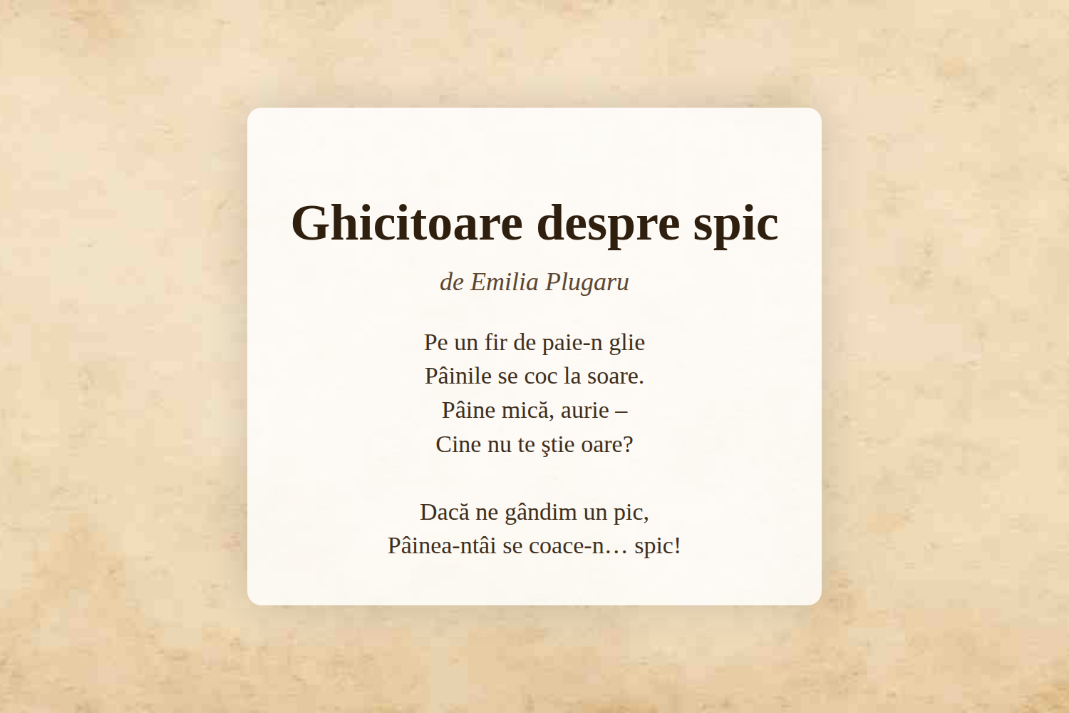 Ghicitoare despre spic
