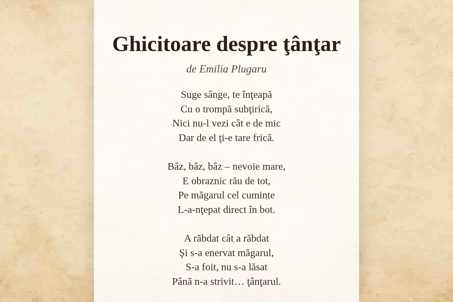 Ghicitoare despre ţânţar