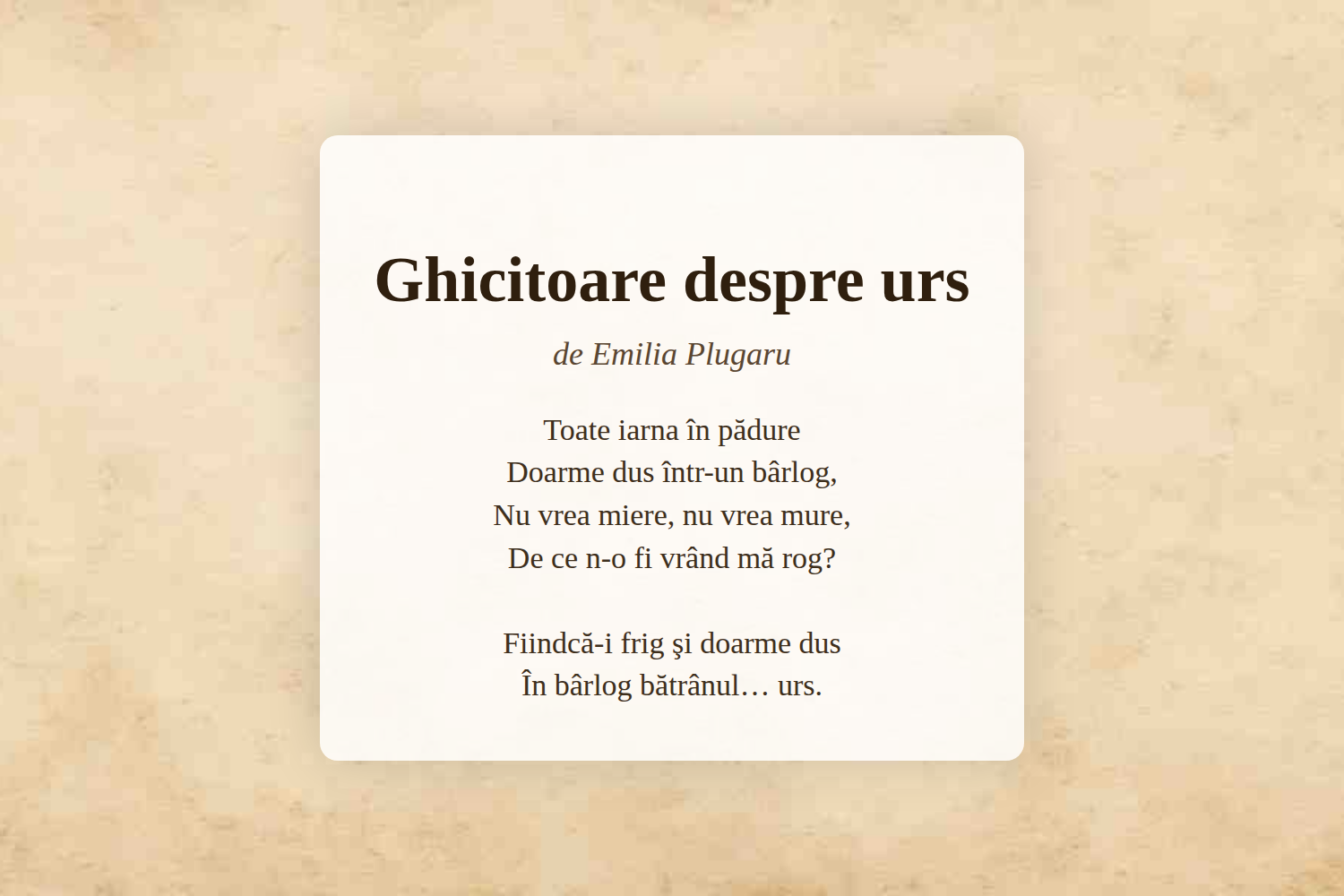 Ghicitoare despre urs