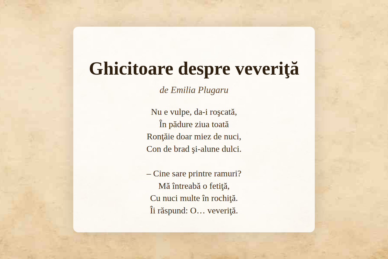 Ghicitoare despre veveriţă
