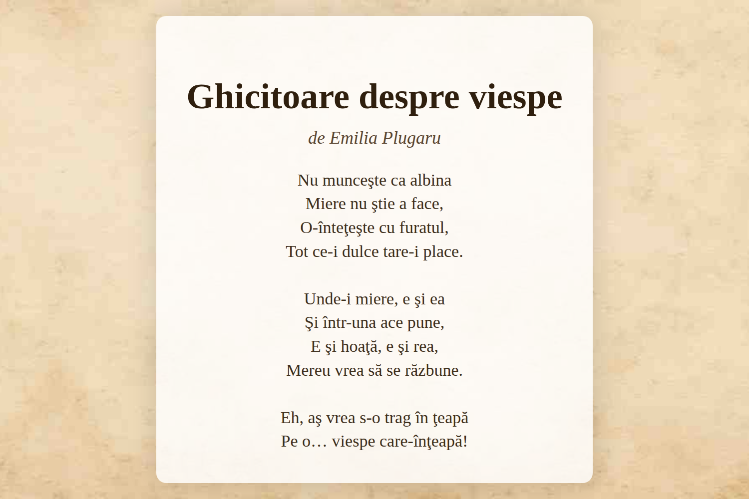 Ghicitoare despre viespe
