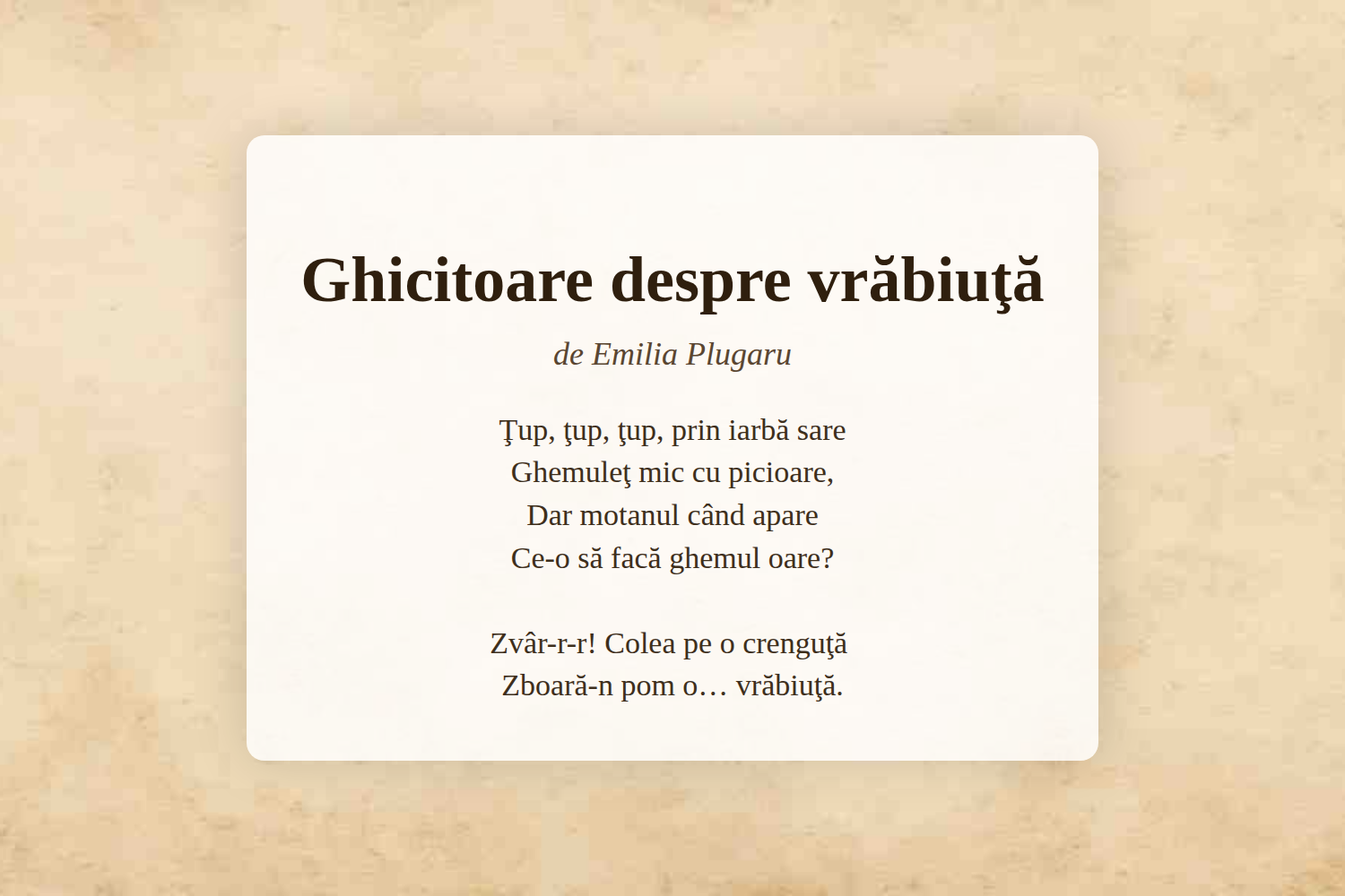 Ghicitoare despre vrăbiuţă