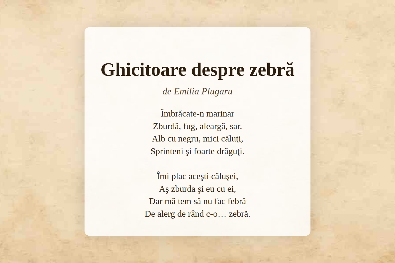 Ghicitoare despre zebră