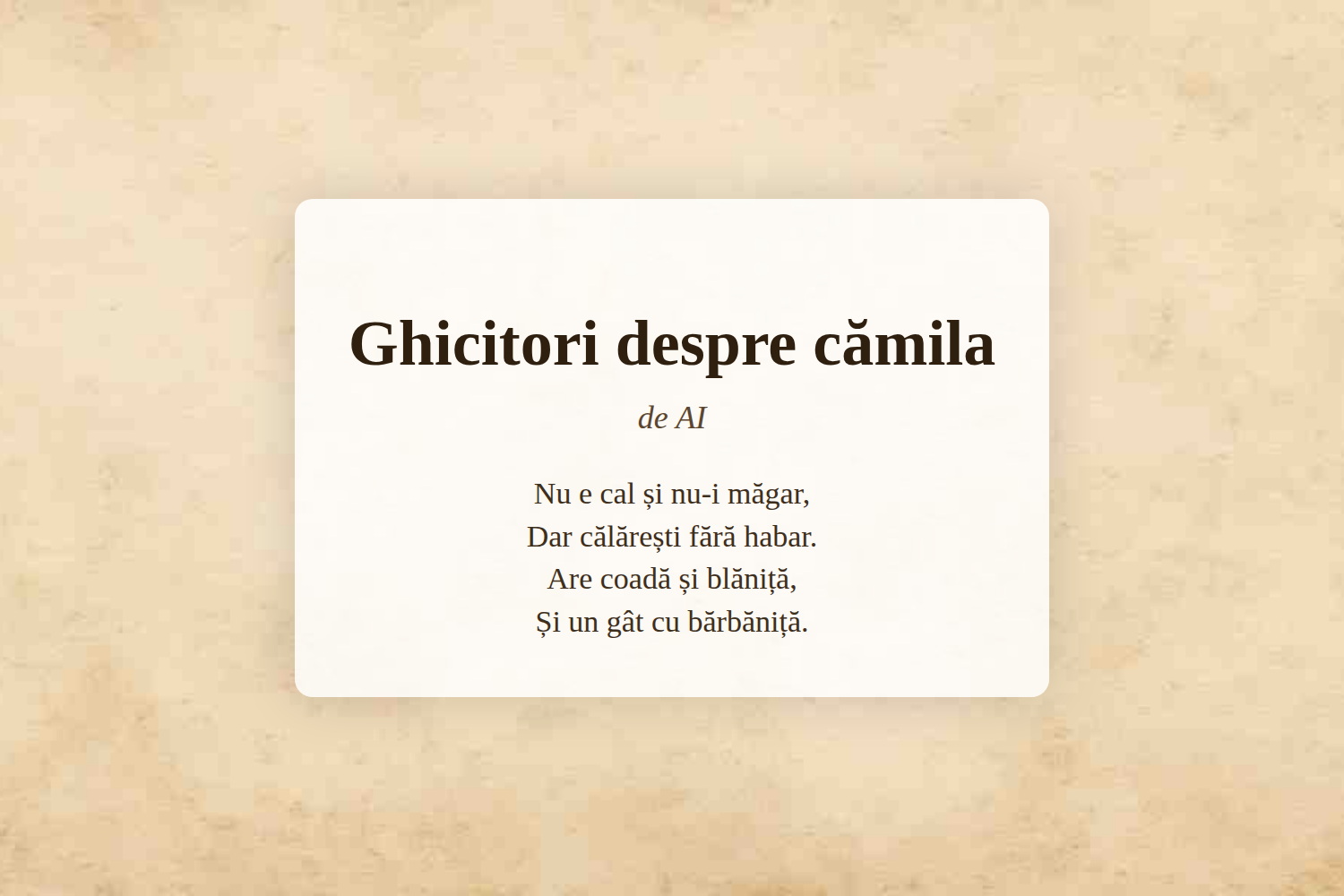 Ghicitori despre cămila