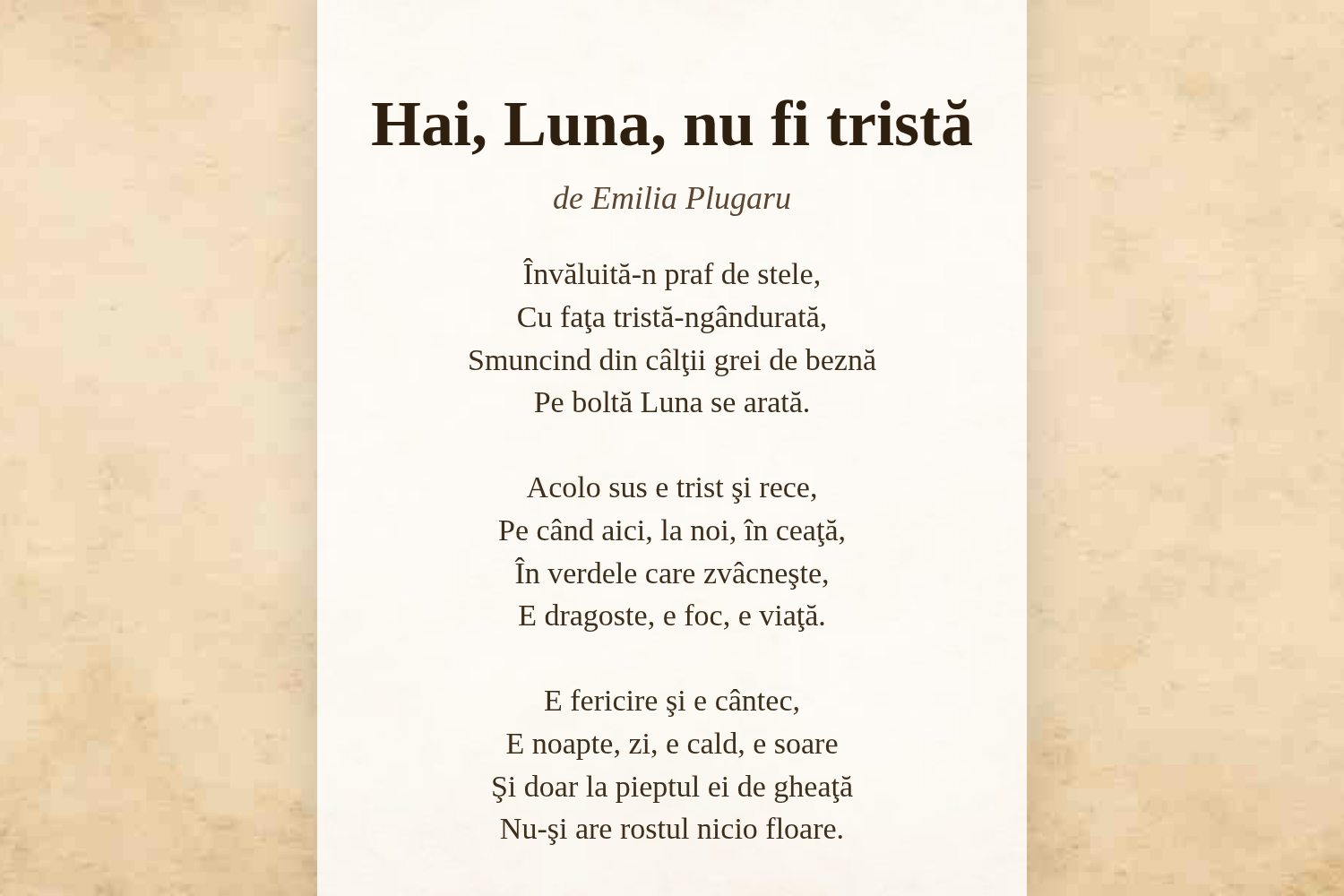 Hai, Luna, nu fi tristă