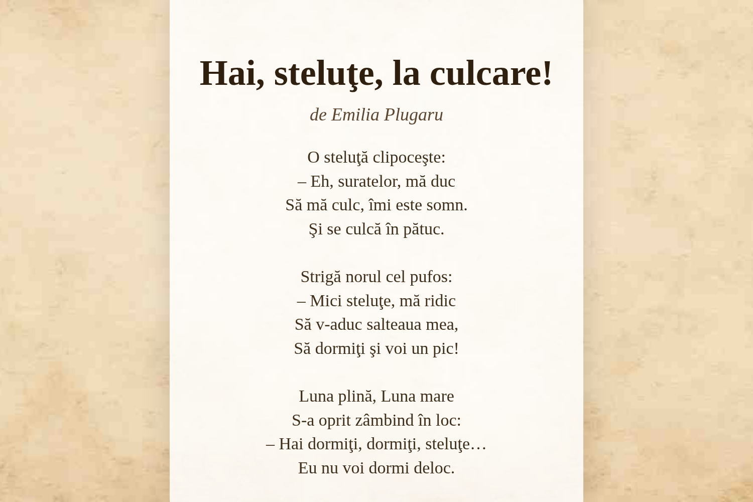 Hai, steluţe, la culcare!