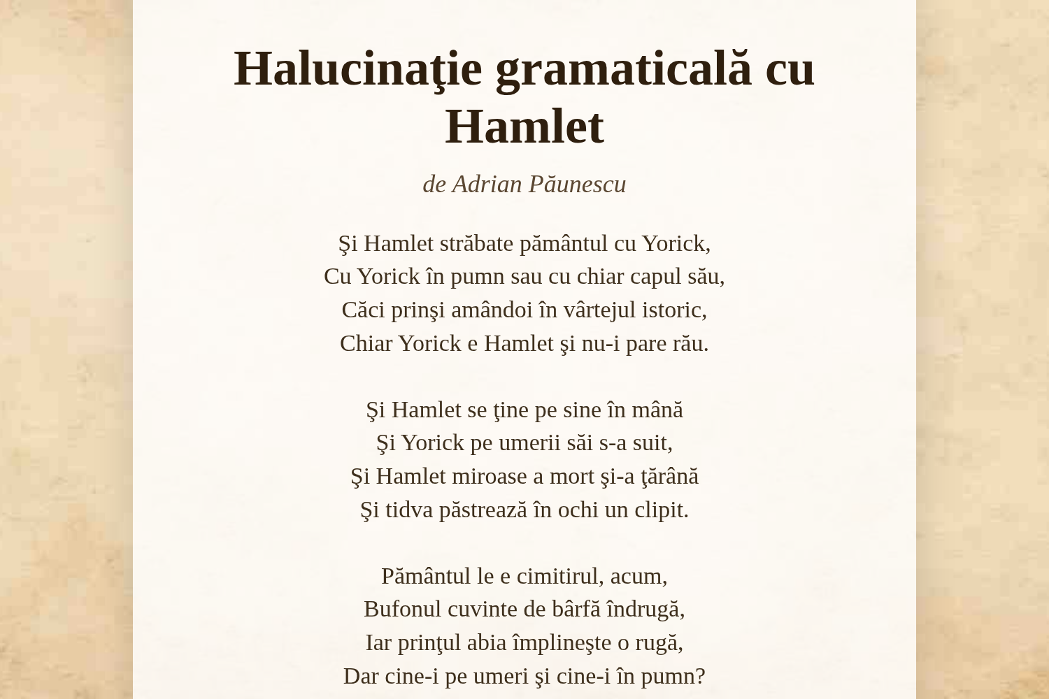 Halucinaţie gramaticală cu Hamlet
