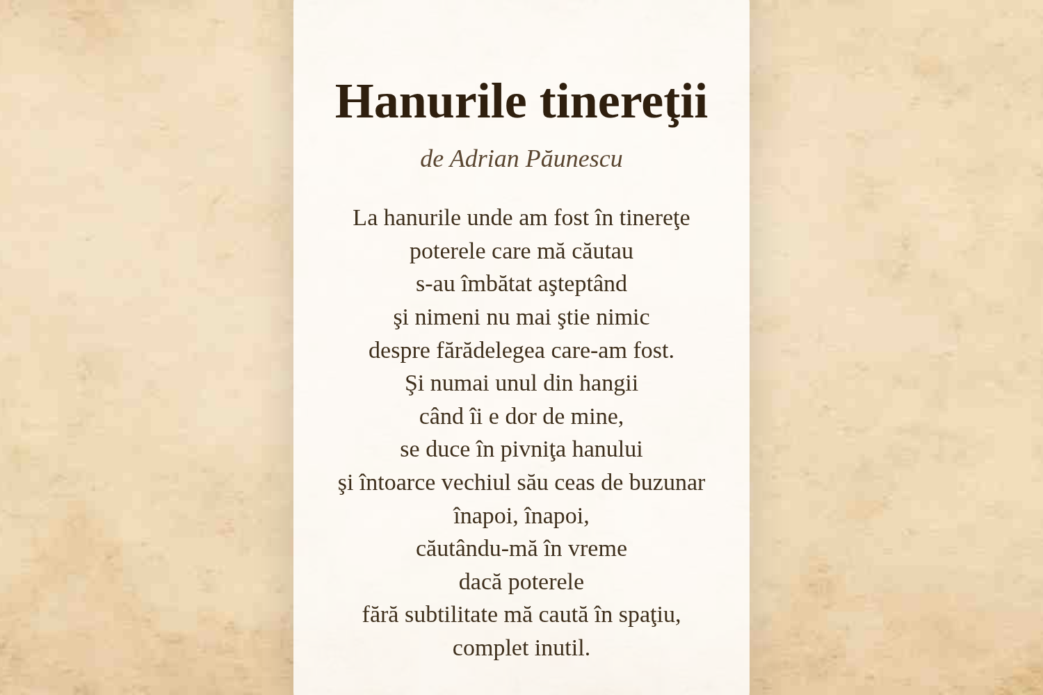 Hanurile tinereţii