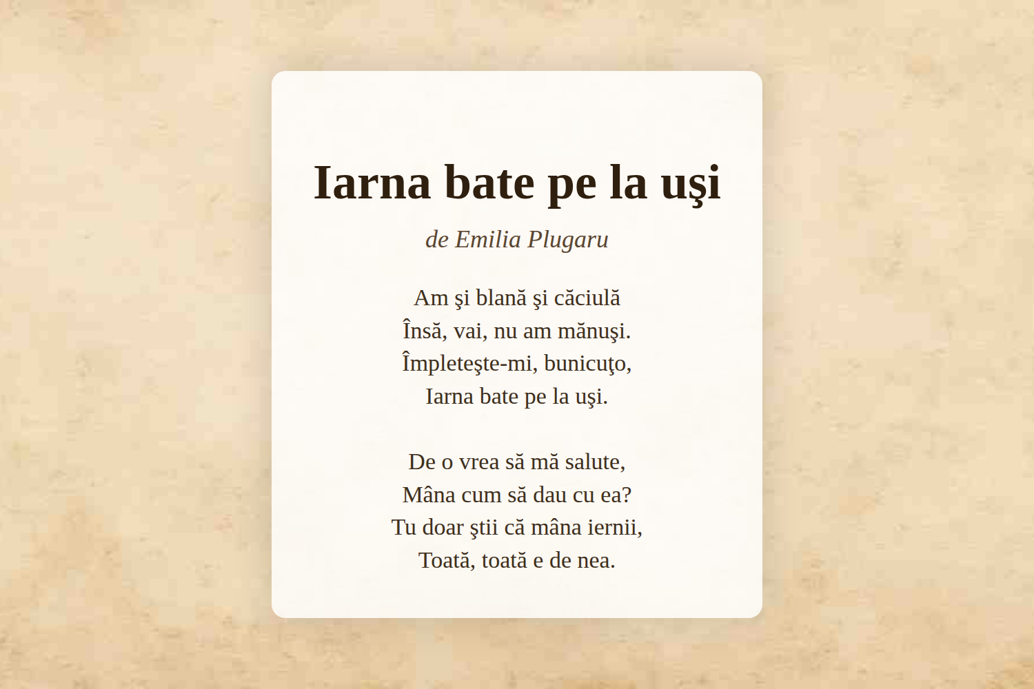 Iarna bate pe la uşi