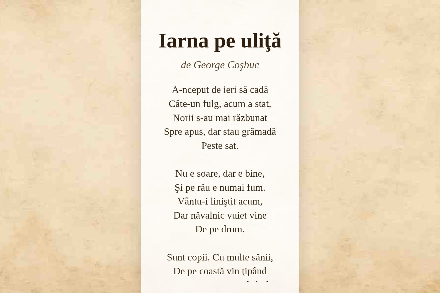 Iarna pe uliţă