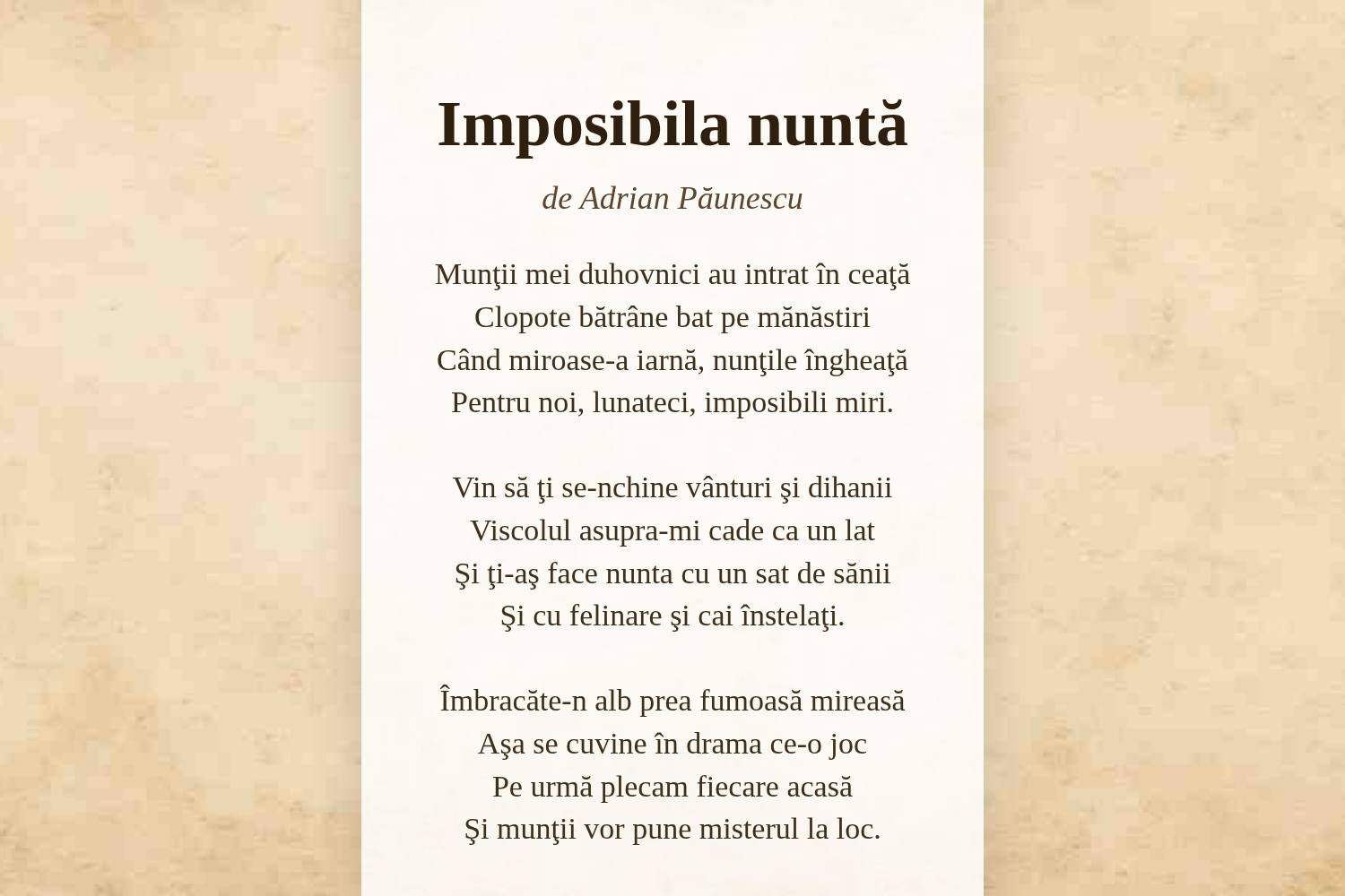 Imposibila nuntă