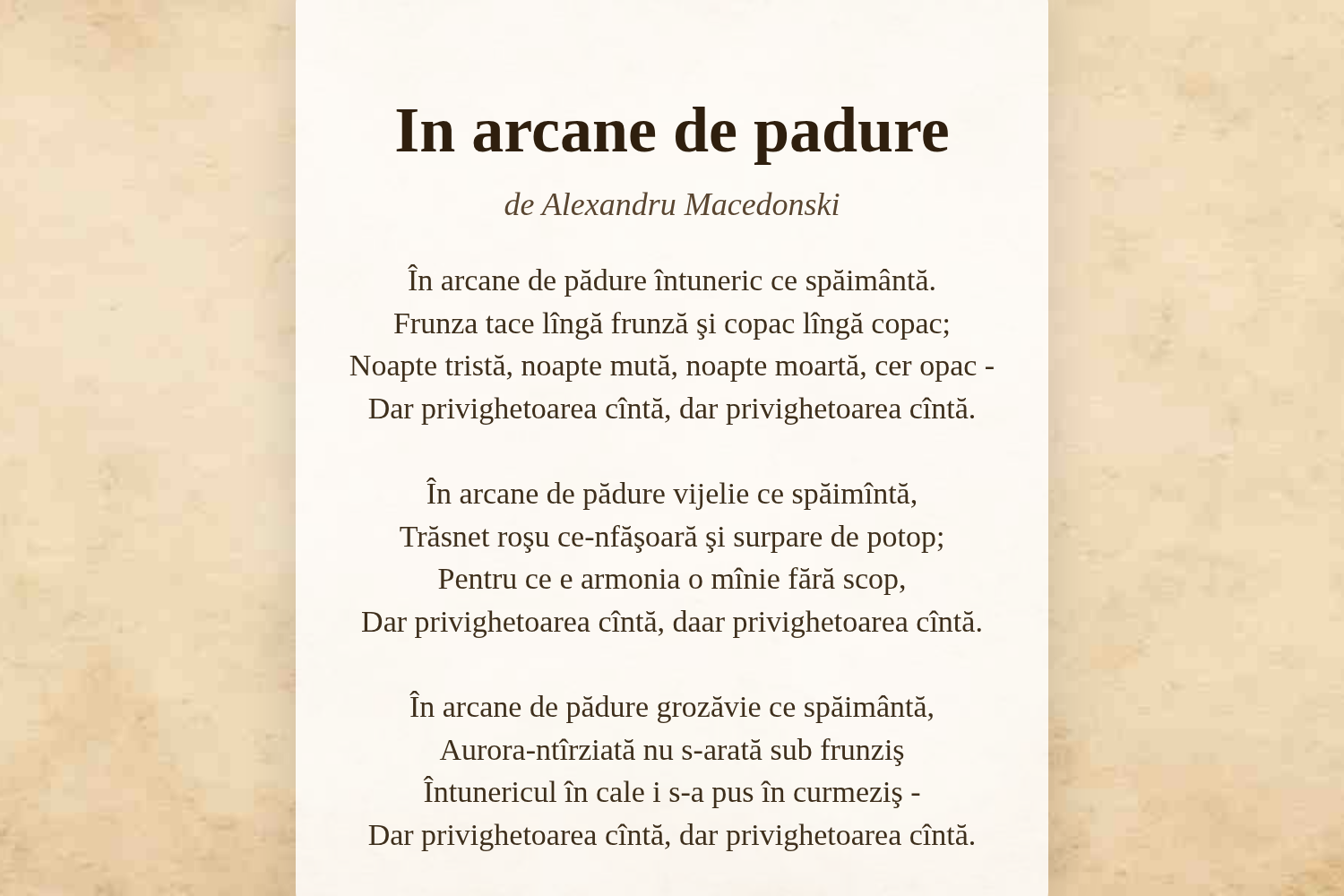 In arcane de padure