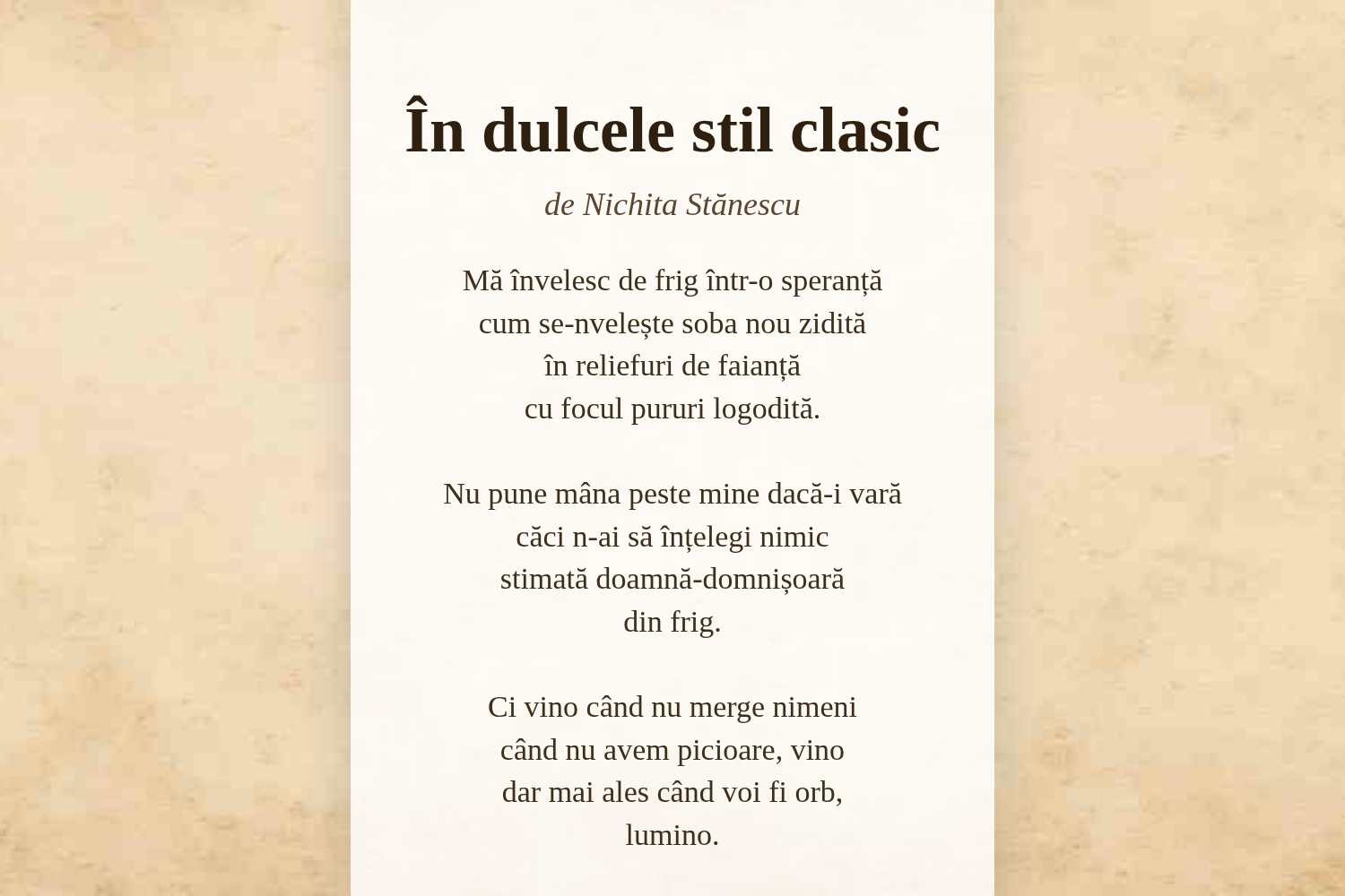 În dulcele stil clasic