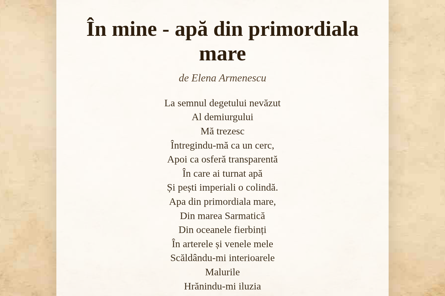 În mine - apă din primordiala mare
