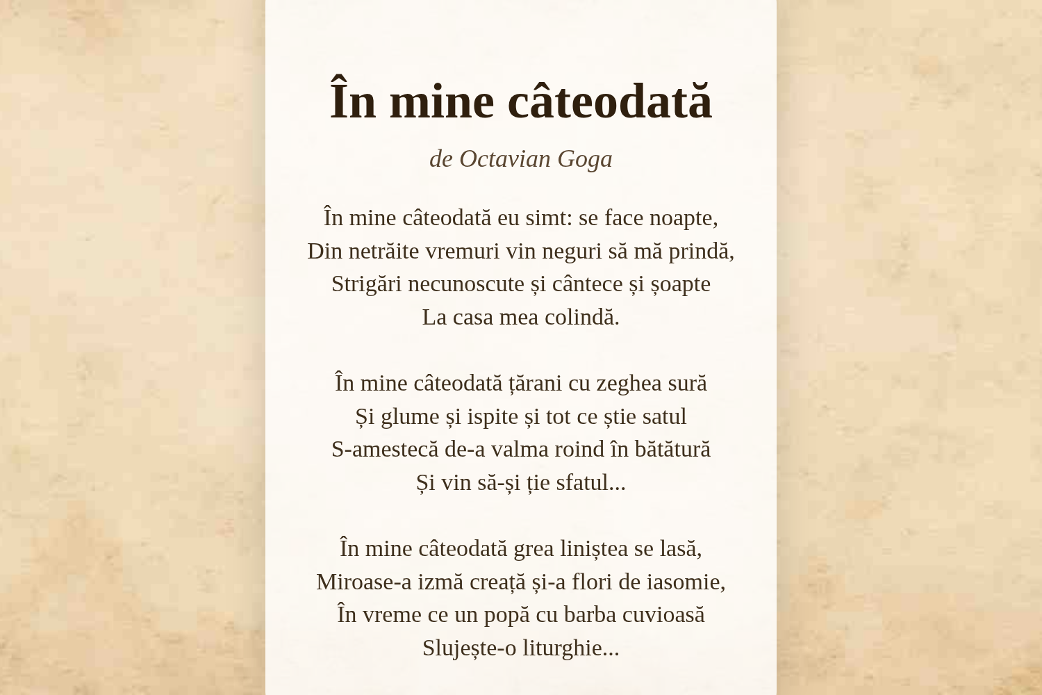 În mine câteodată