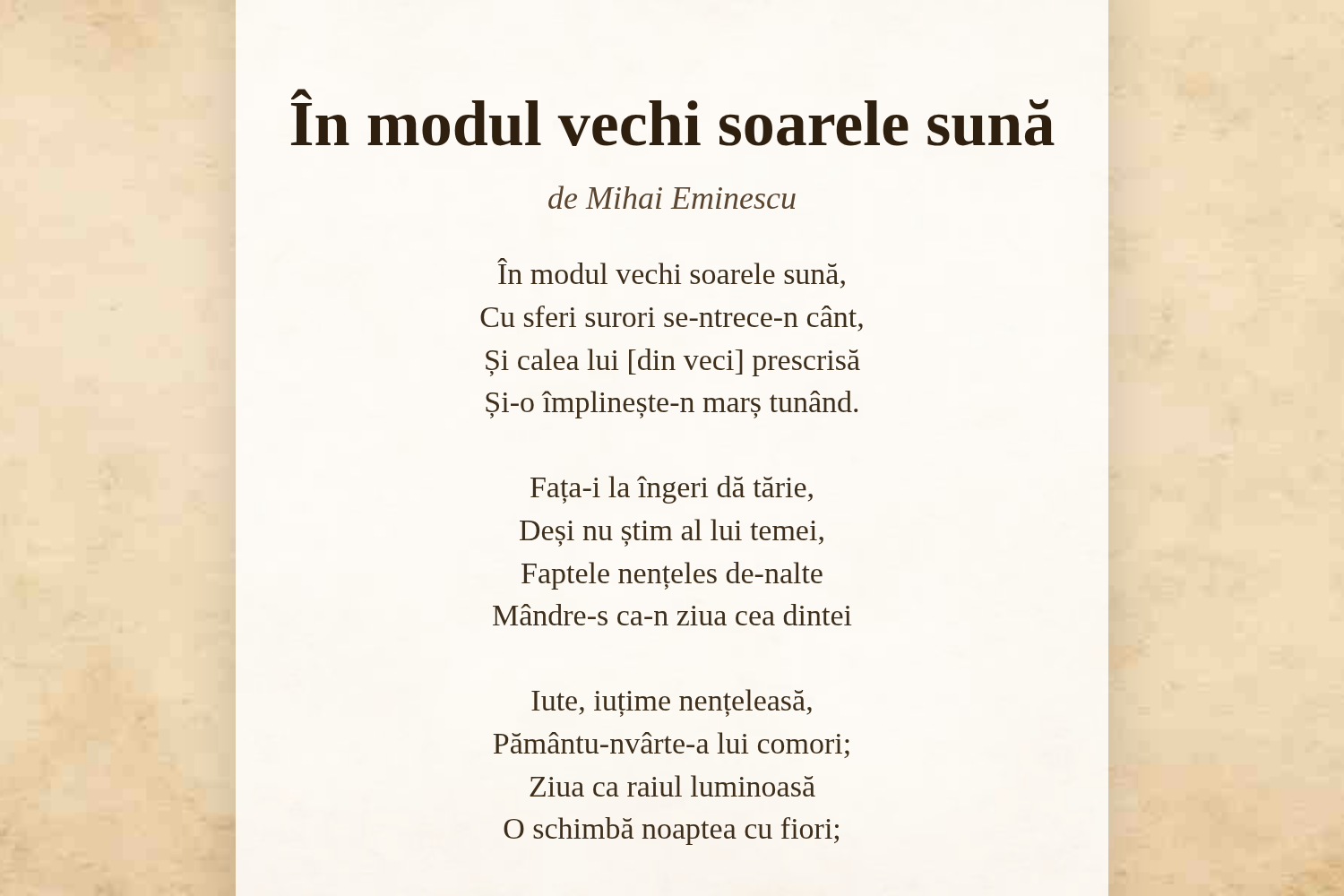 În modul vechi soarele sună